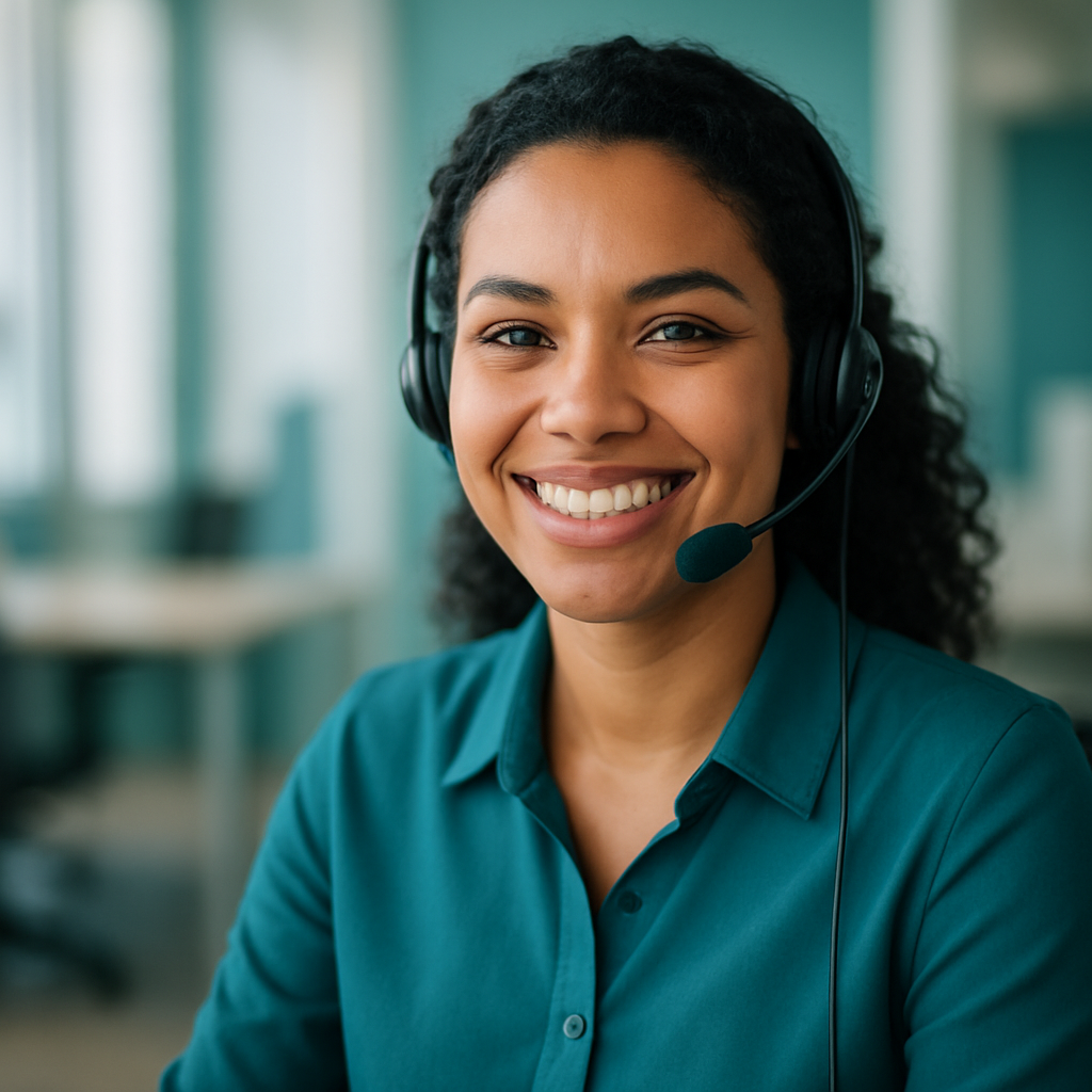 Especialista de atendimento da ContratoRadar sorrindo